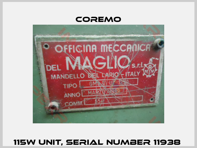 115W unit, serial number 11938 -3