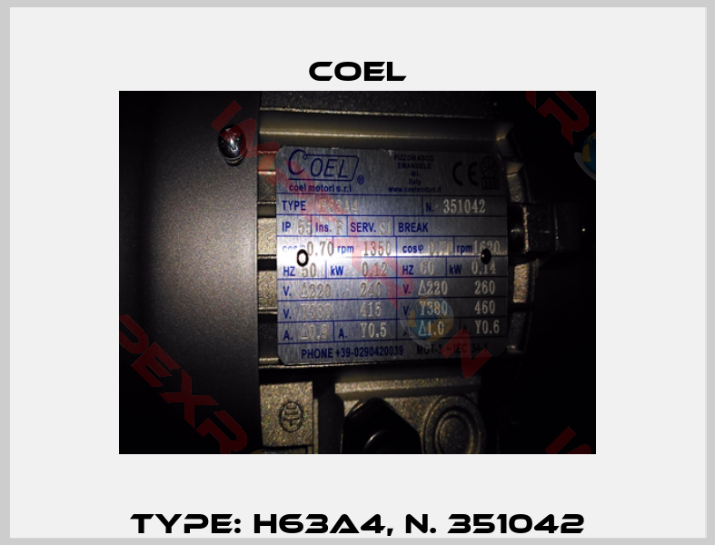 Type: H63A4, N. 351042-0