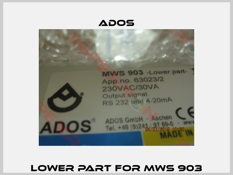 Lower part for MWS 903-1