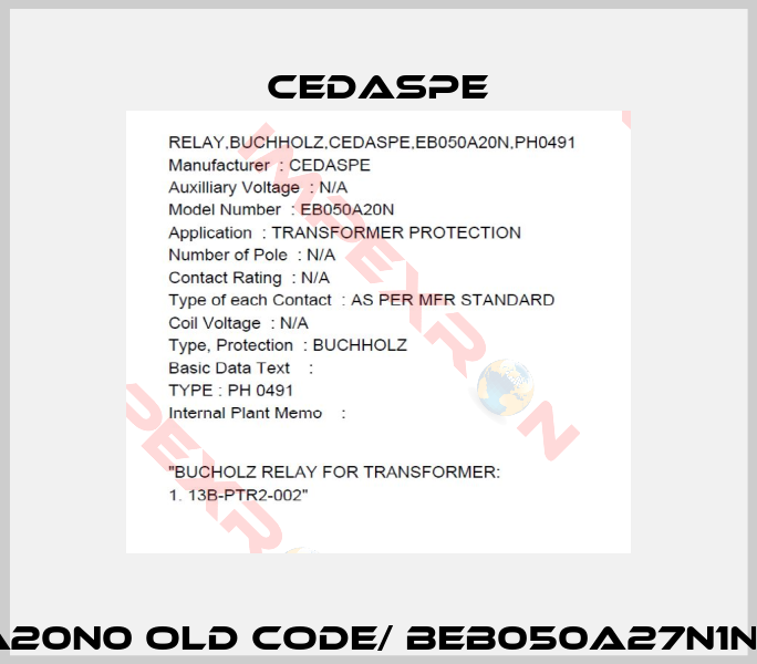 BEB050A20N0 old code/ BEB050A27N1new code-0