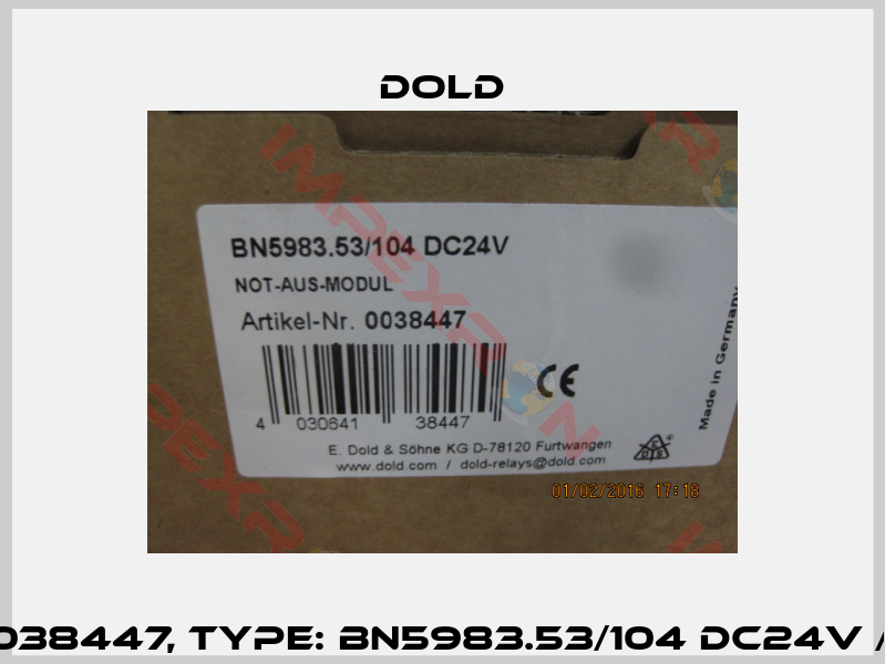p/n: 0038447, Type: BN5983.53/104 DC24V / 230V-1
