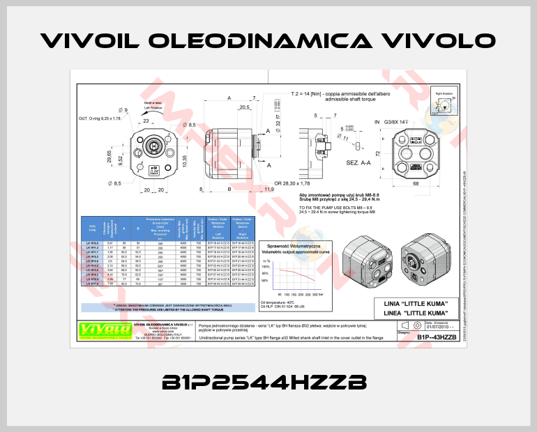 Vivoil Oleodinamica Vivolo-B1P2544HZZB 