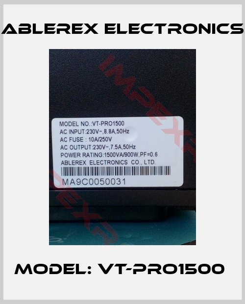 Ablerex Electronics-Model: VT-PRO1500 