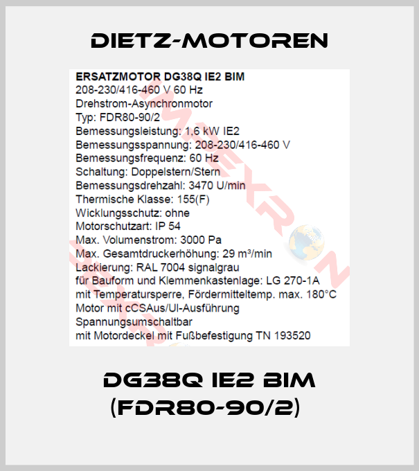 Dietz-Motoren-DG38Q IE2 BIM (FDR80-90/2) 