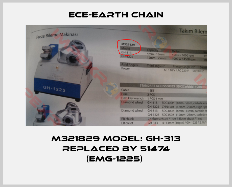 ECE-Earth Chain-M321829 MODEL: GH-313 REPLACED BY 51474 (EMG-1225) 