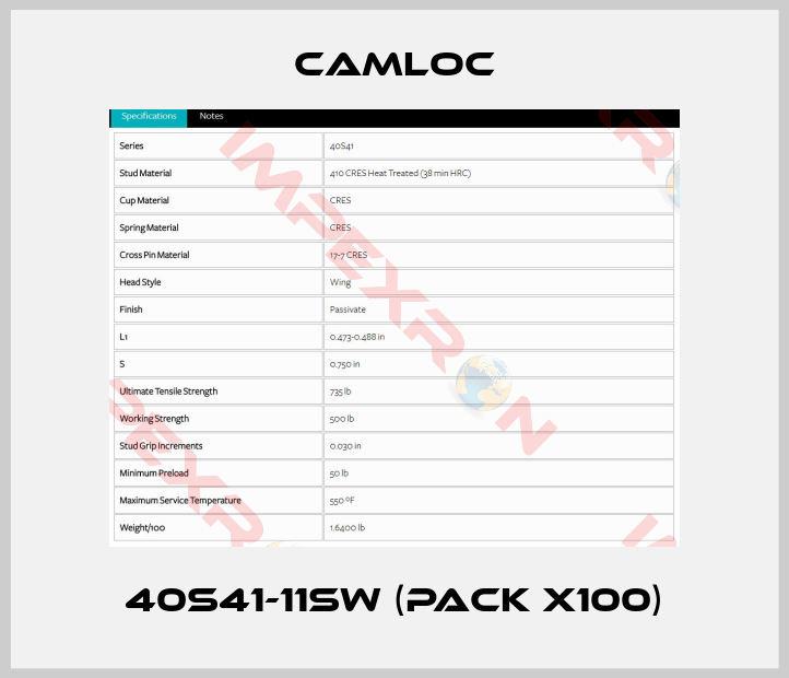 Camloc-40S41-11SW (pack x100)