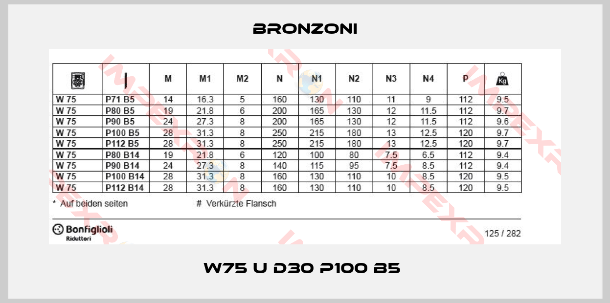 Bronzoni-W75 U D30 P100 B5 
