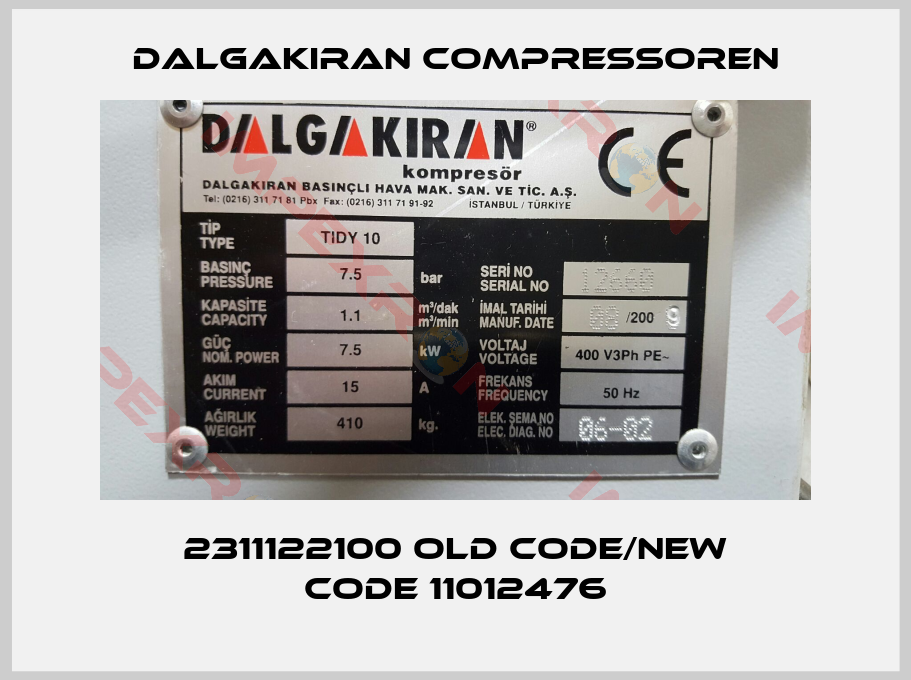 DALGAKIRAN Compressoren-2311122100 old code/new code 11012476