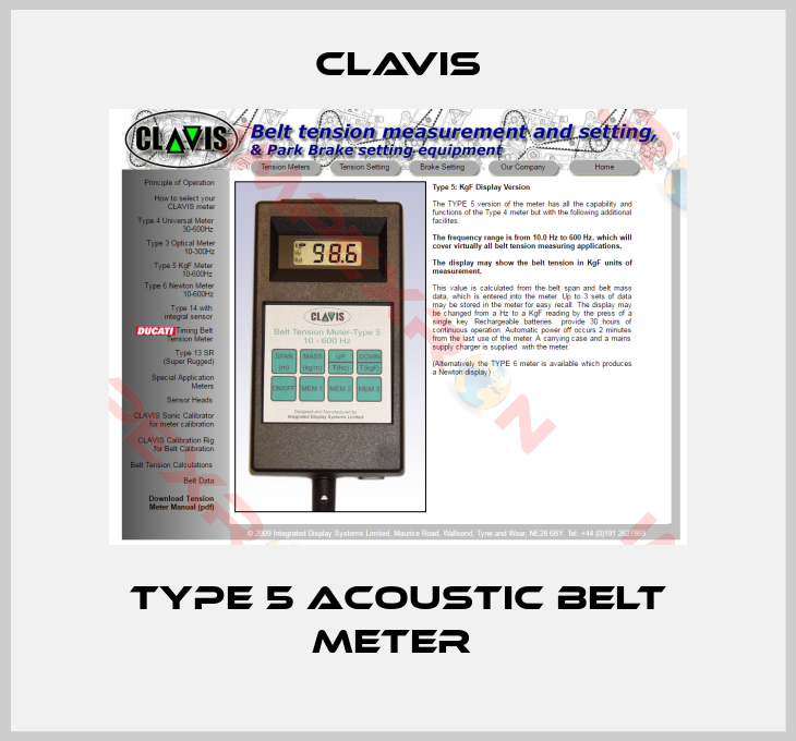 Clavis-Type 5 acoustic belt meter 