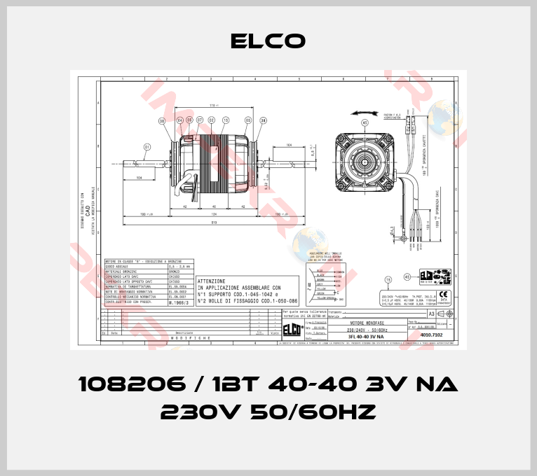 Elco-108206 / 1BT 40-40 3V NA 230V 50/60Hz