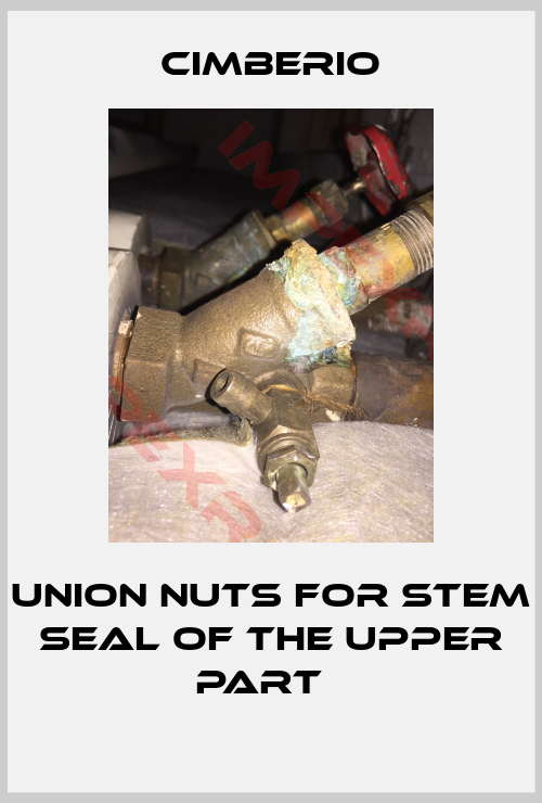 Cimberio-union nuts for stem seal of the upper part  