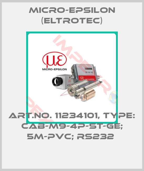 Micro-Epsilon (Eltrotec)-Art.No. 11234101, Type: CAB-M9-4P-St-ge; 5m-PVC; RS232 