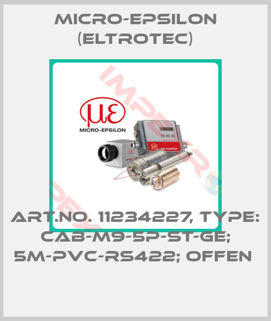 Micro-Epsilon (Eltrotec)-Art.No. 11234227, Type: CAB-M9-5P-St-ge; 5m-PVC-RS422; offen 