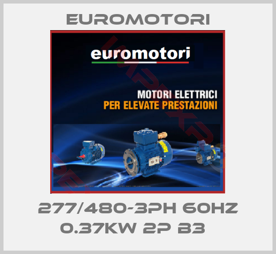 Euromotori-277/480-3PH 60HZ 0.37KW 2P B3  