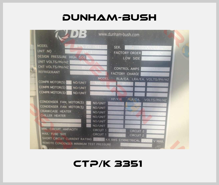 Dunham-Bush-CTP/K 3351 