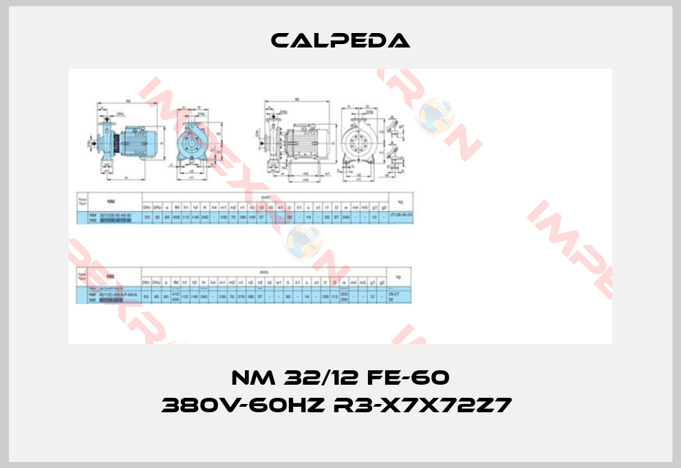 Calpeda-NM 32/12 FE-60 380V-60Hz R3-X7X72Z7 