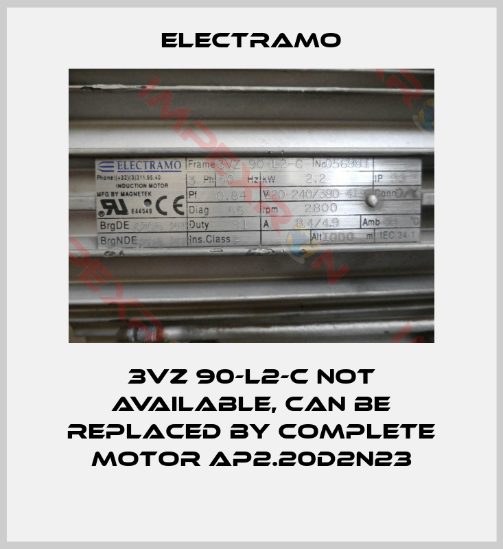 Electramo-3VZ 90-L2-C not available, can be replaced by complete motor AP2.20D2N23