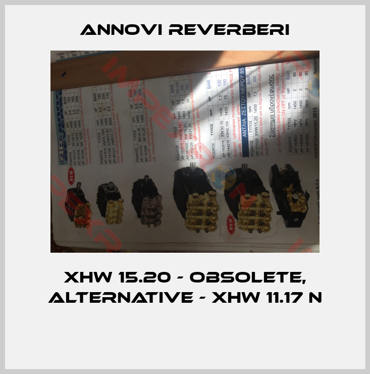 Annovi Reverberi- XHW 15.20 - obsolete, alternative - XHW 11.17 N 