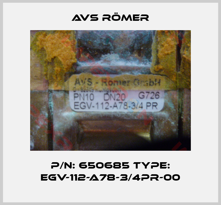 Avs Römer-p/n: 650685 type: EGV-112-A78-3/4PR-00