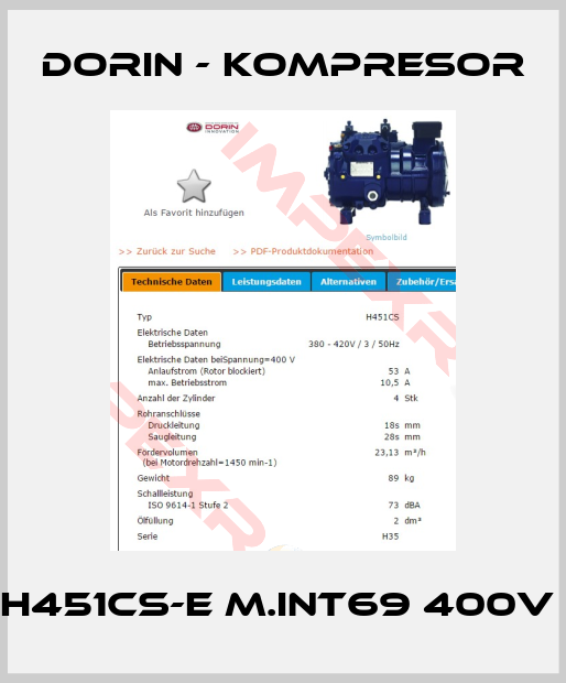 Dorin - kompresor-H451CS-E m.INT69 400V 