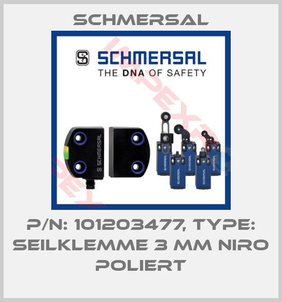 Schmersal-p/n: 101203477, Type: SEILKLEMME 3 MM NIRO POLIERT