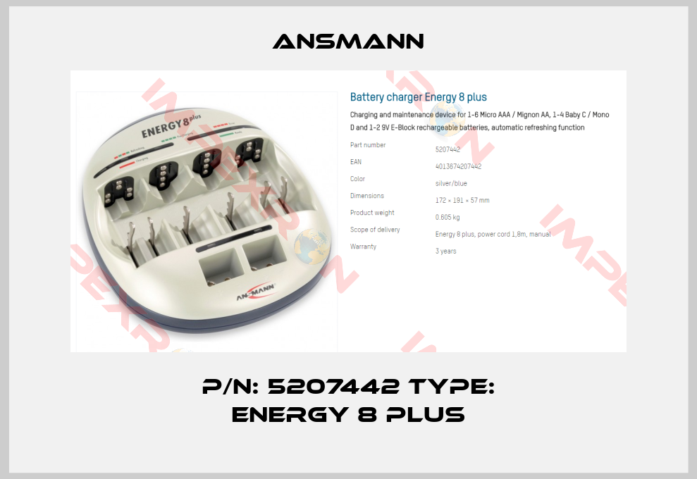 Ansmann-P/N: 5207442 Type: Energy 8 plus