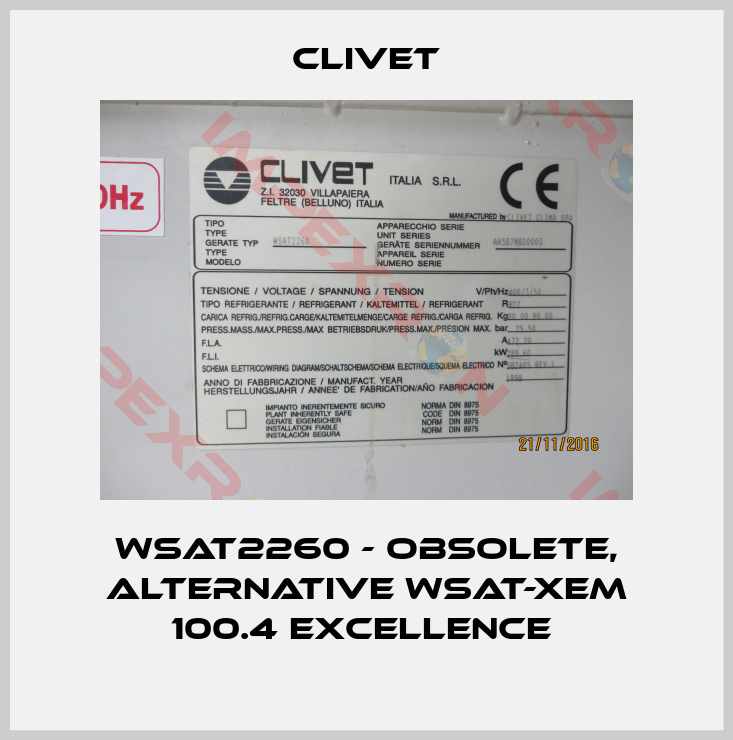 Clivet-WSAT2260 - obsolete, alternative WSAT-XEM 100.4 Excellence 