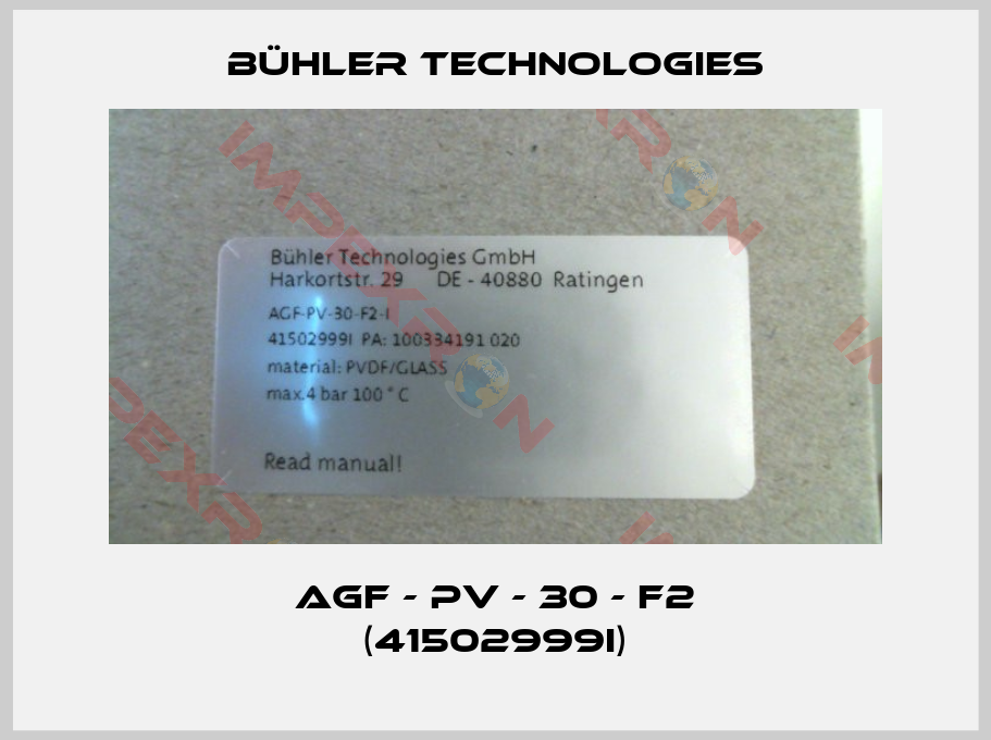 Bühler Technologies-AGF - PV - 30 - F2 (41502999I)