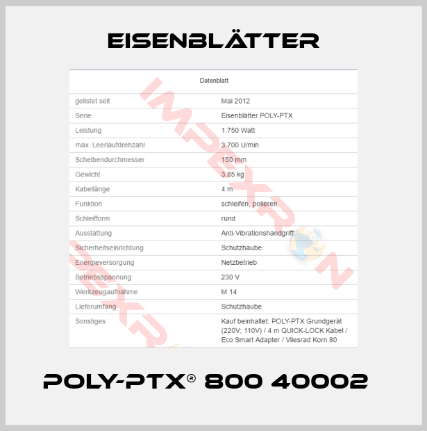 Eisenblätter-POLY-PTX® 800 40002  