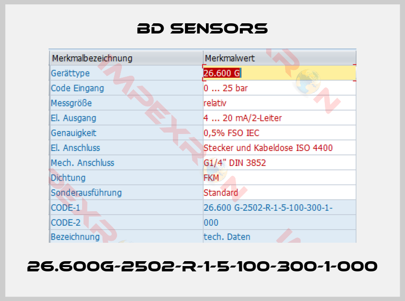 Bd Sensors-26.600G-2502-R-1-5-100-300-1-000