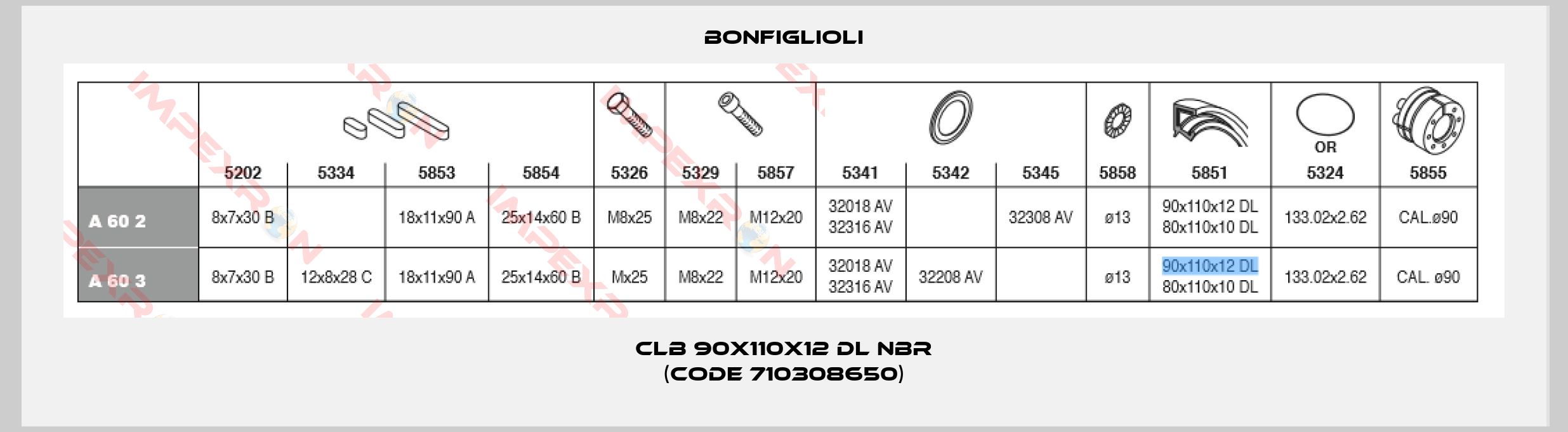 Bonfiglioli-CLB 90X110X12 DL NBR (Code 710308650)