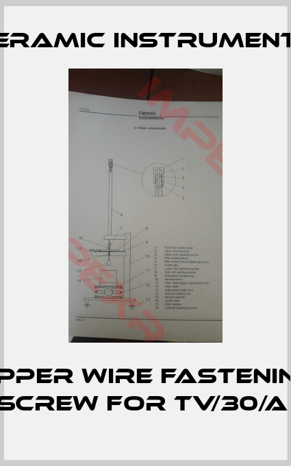 Ceramic Instruments-Upper wire fastening screw For TV/30/A 