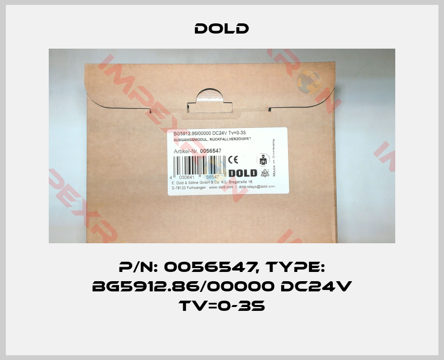 Dold-p/n: 0056547, Type: BG5912.86/00000 DC24V Tv=0-3S