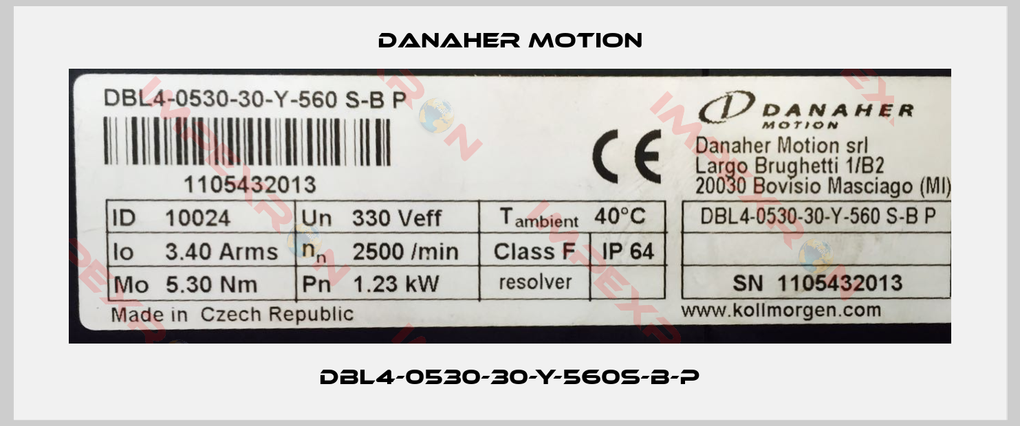 Danaher Motion-DBL4-0530-30-Y-560S-B-P