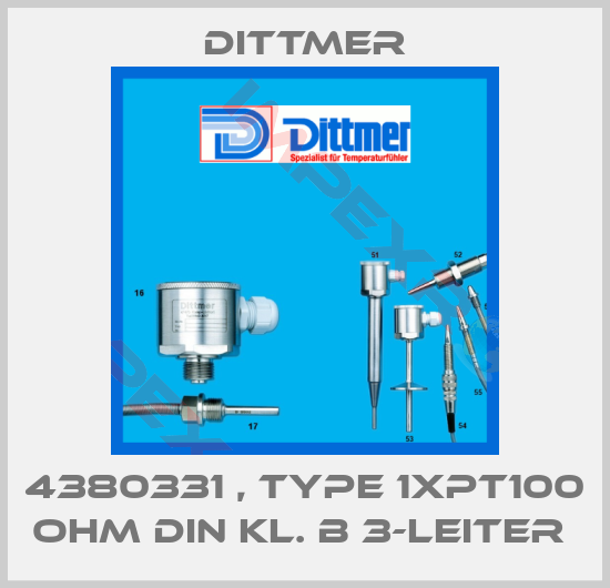Dittmer-4380331 , type 1xPT100 Ohm DIN Kl. B 3-Leiter 