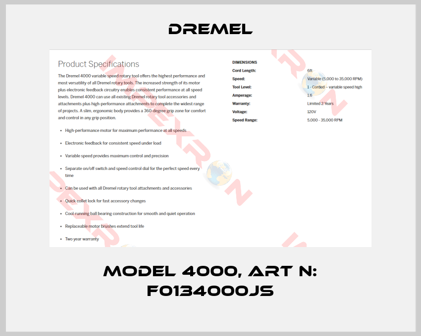 Dremel-Model 4000, Art N: F0134000JS