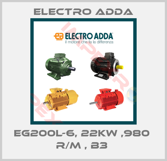 Electro Adda-EG200L-6, 22KW ,980  R/M , B3 