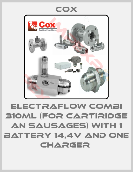 Cox-ELECTRAFLOW COMBI 310ML (FOR CARTIRIDGE AN SAUSAGES) WITH 1 BATTERY 14,4V AND ONE CHARGER 