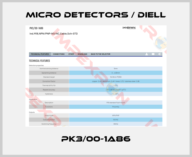 Micro Detectors / Diell-PK3/00-1A86