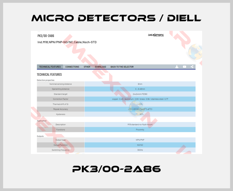 Micro Detectors / Diell-PK3/00-2A86