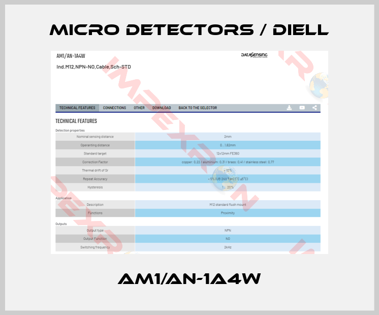 Micro Detectors / Diell-AM1/AN-1A4W