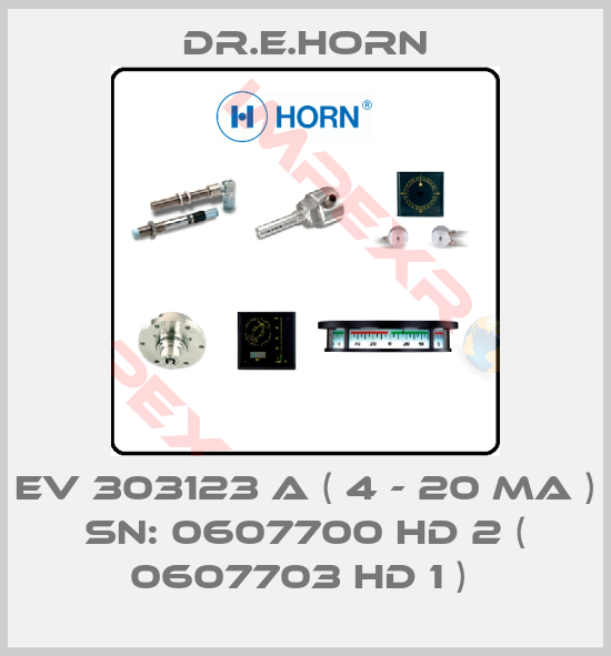 Dr.E.Horn-EV 303123 A ( 4 - 20 MA ) SN: 0607700 HD 2 ( 0607703 HD 1 ) 