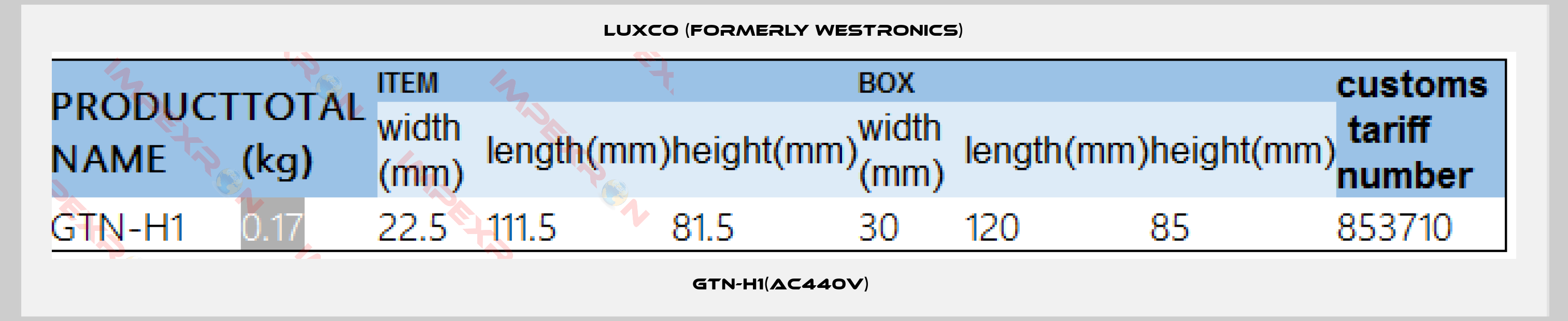 Luxco (formerly Westronics)-GTN-H1(AC440V) 