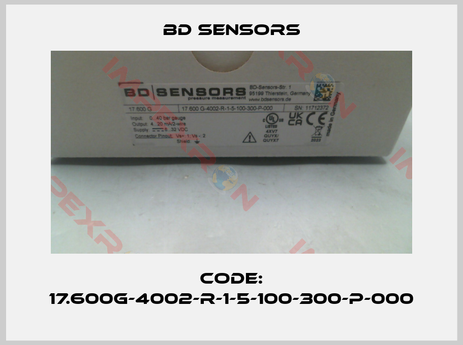 Bd Sensors-Code: 17.600G-4002-R-1-5-100-300-P-000