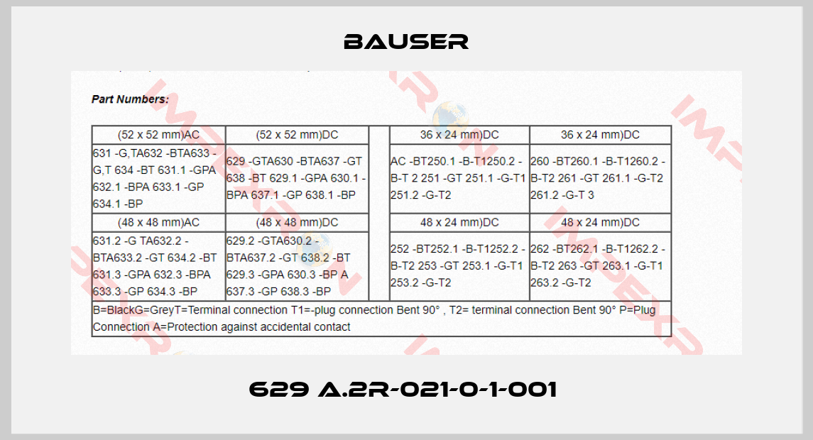 Bauser-629 A.2R-021-0-1-001 