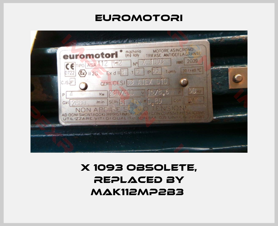 Euromotori-X 1093 obsolete, replaced by MAK112MP2B3 