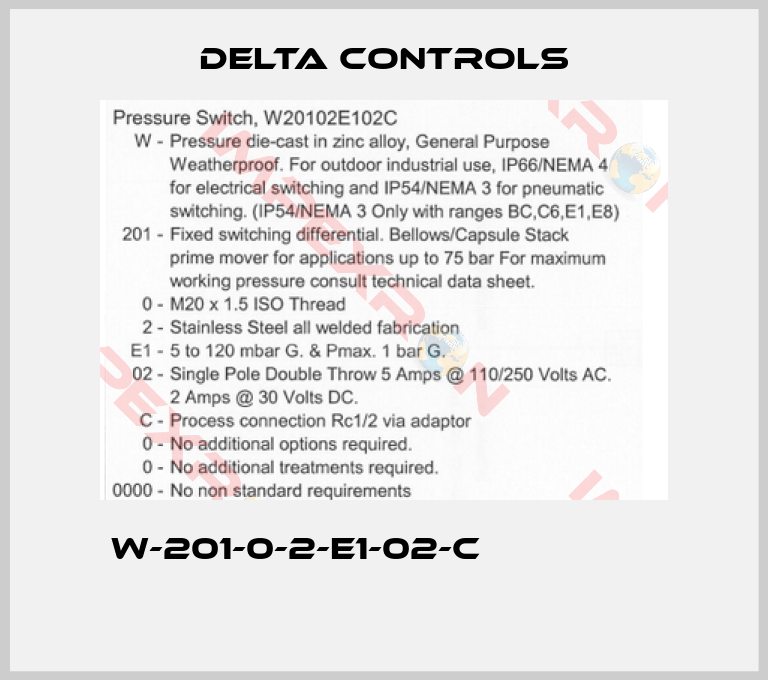 Delta Controls-W-201-0-2-E1-02-C                    