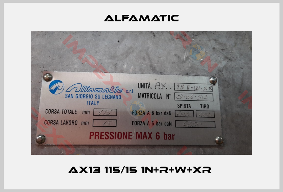 Alfamatic-AX13 115/15 1N+R+W+XR 
