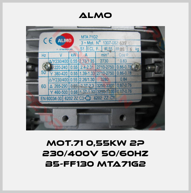 Almo-MOT.71 0,55KW 2P 230/400V 50/60HZ B5-FF130 MTA71G2