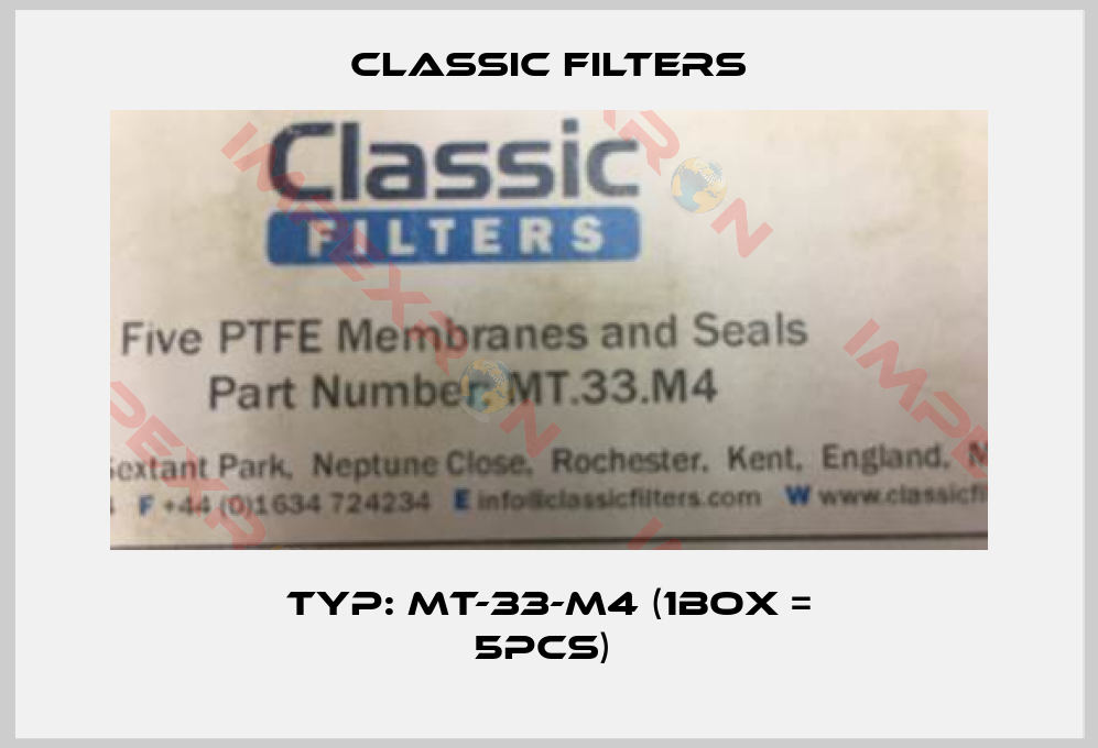 Classic filters-Typ: MT-33-M4 (1box = 5pcs) 